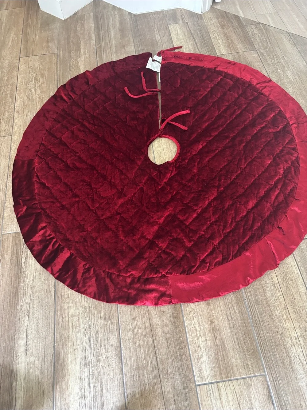 Pottery Barn Red Quilted Velvet Tree Skirt